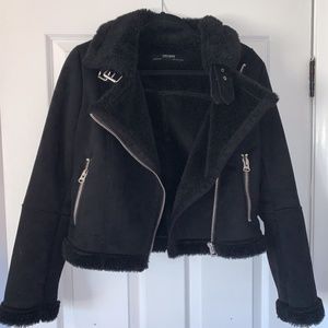 Zara Basic Outwear Black Suede Jacket